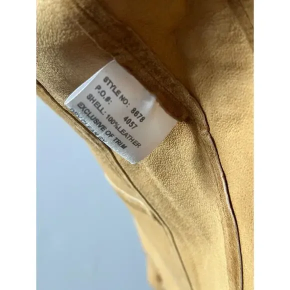 Margaret Godfrey Vintage Suede Jacket M Boho Western Ruffle Button Down Camel - Picture 12 of 12